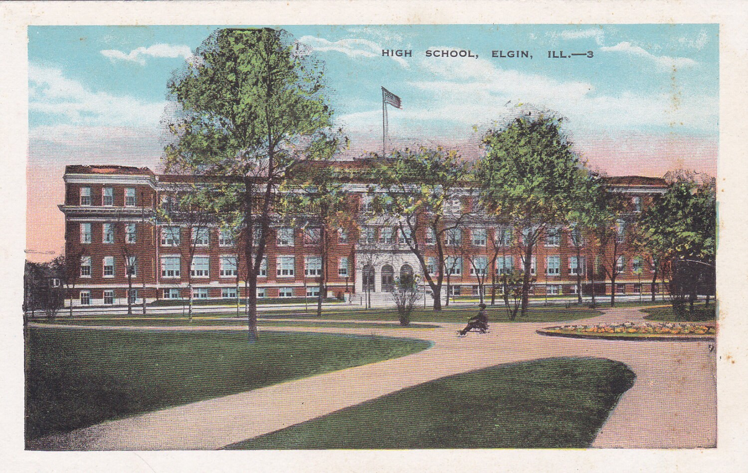 High School Elgin Illinois Vintage by postcardsofthepast