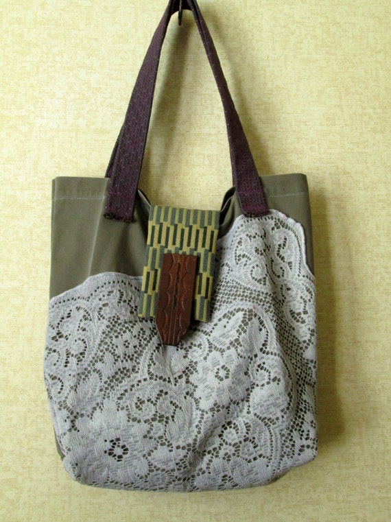 repurposed tote bag fabric shoulder bag fabric by MySoftParade