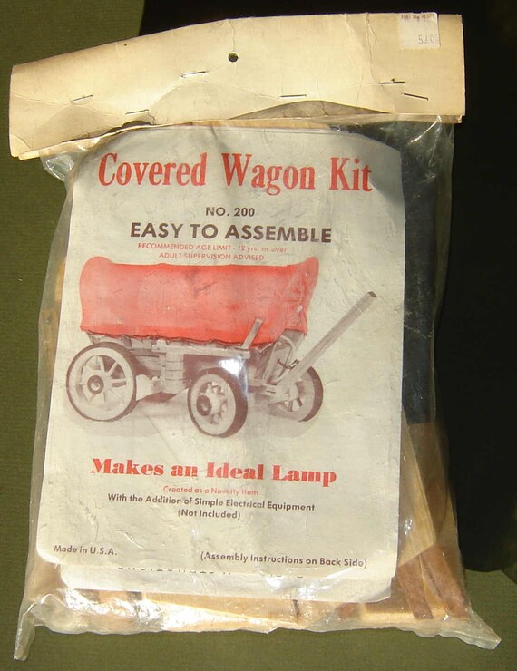 Vintage COVERED WAGON KIT No. 200 All Wood w/Yellow Wagon