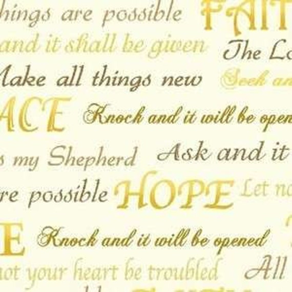 Inspirational verses from the Bible fabric from Whistler