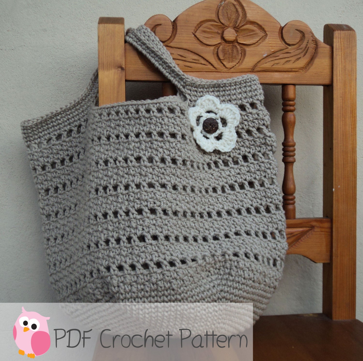 Market Bag Beach Bag Crochet Pattern Digital Download