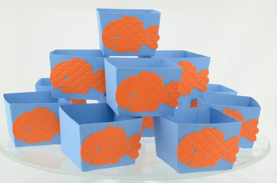 Goldfish Candy Cups,1st Birthday, Goldfish Theme, Blue Candy Cups Box, 12 Candy Cups Boxes Il_570xn