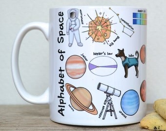 Space Alphabet Mug - Space Mug - gift for geek - science gift - Alphabet of Science Mug - gift for dad