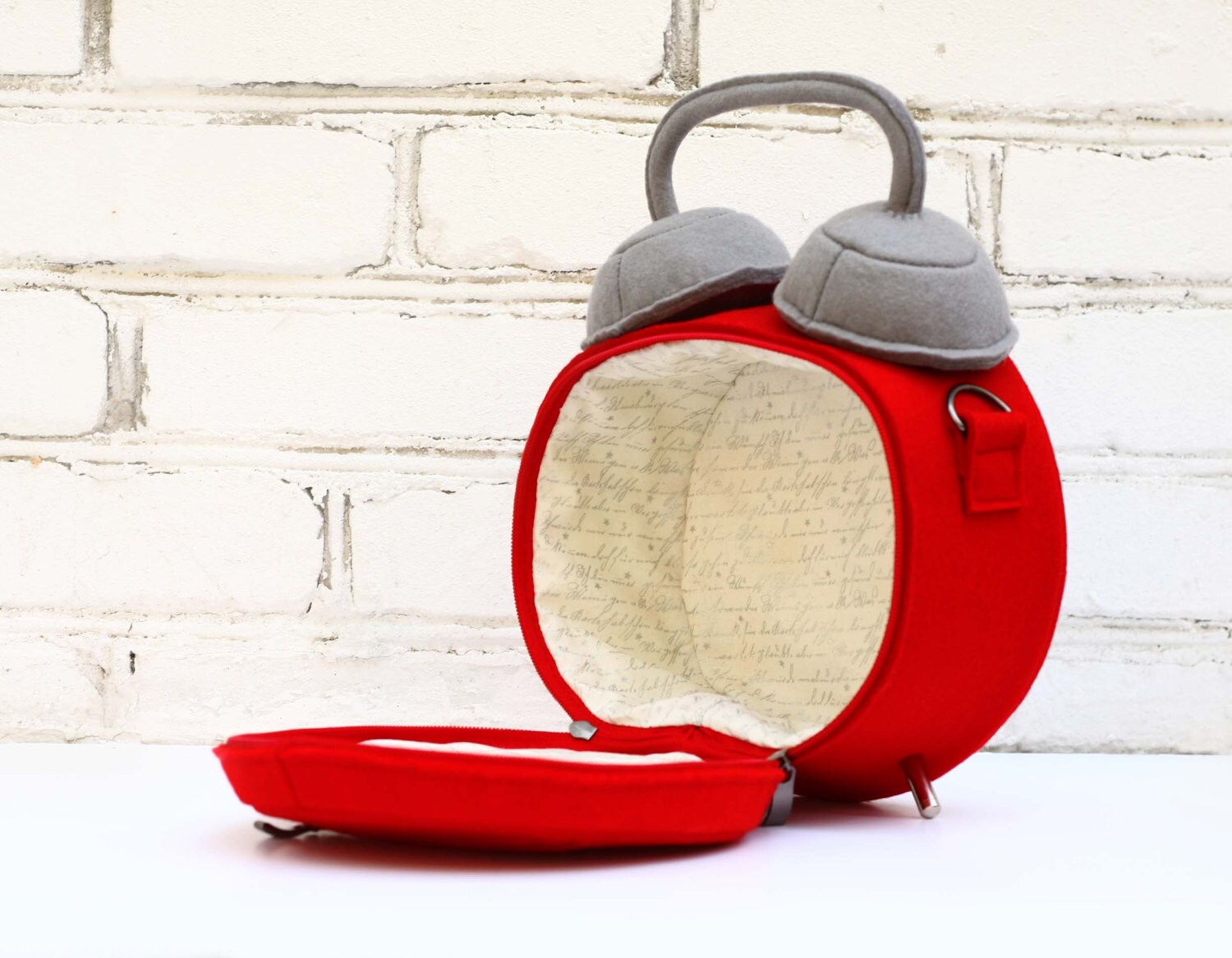 Alarm Clock Felt Bag Red Felt Clock Purse by krukrustudio on Etsy