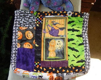 Halloween All Around Pumpkin and Witch Trick or Treat tote