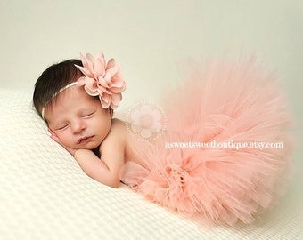 Newborn Peach Tutu Peach Tutu Sweet Peach Sugar Tutu Newborn Tutu Custom Made With Matching Flower Headband Stunning Newborn Photo Prop