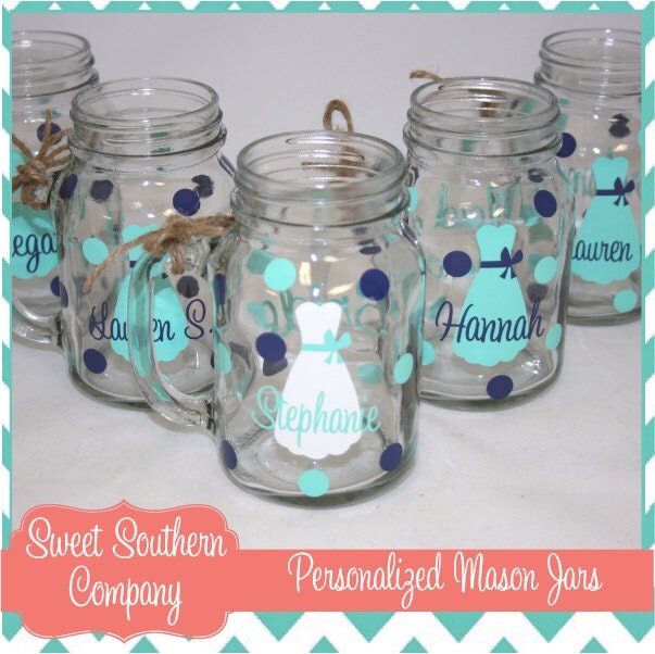 4 Personalized Mason Jar Glasses with by