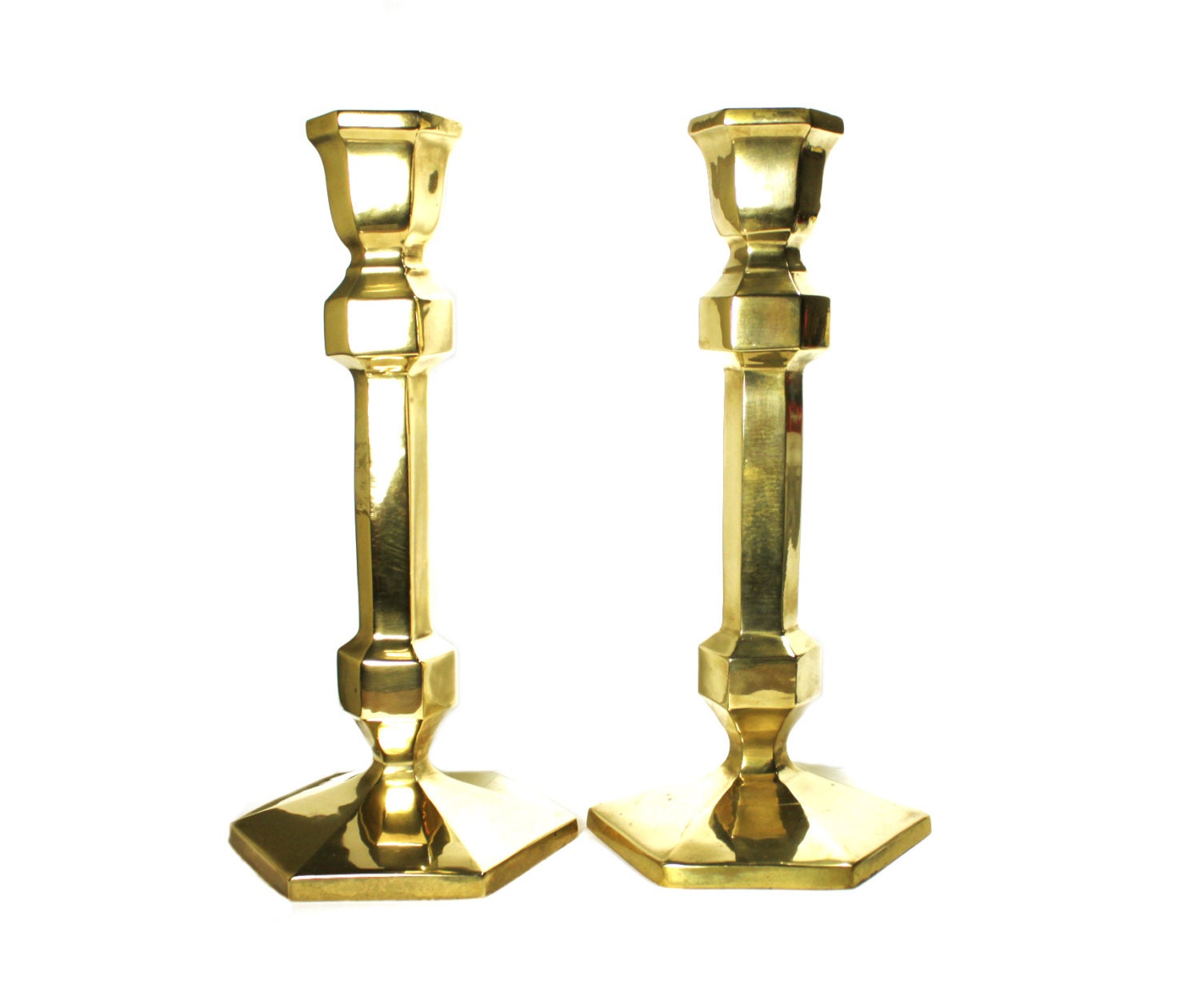 Antique English brass candlesticks. solid brass. classic