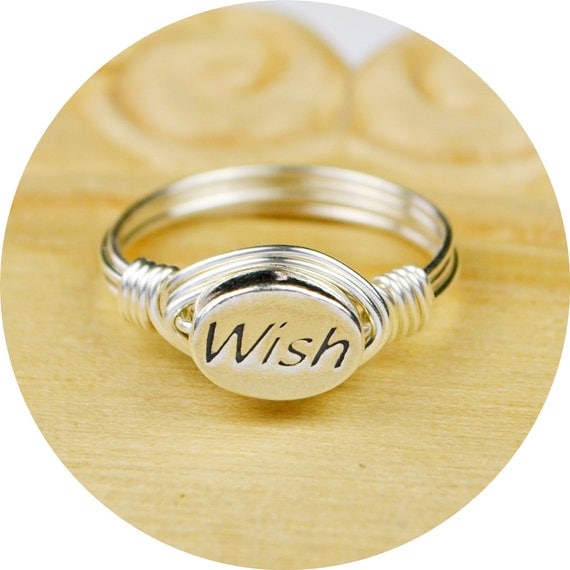 Wish Ring Sterling Silver Filled with Oval WISH Sterling