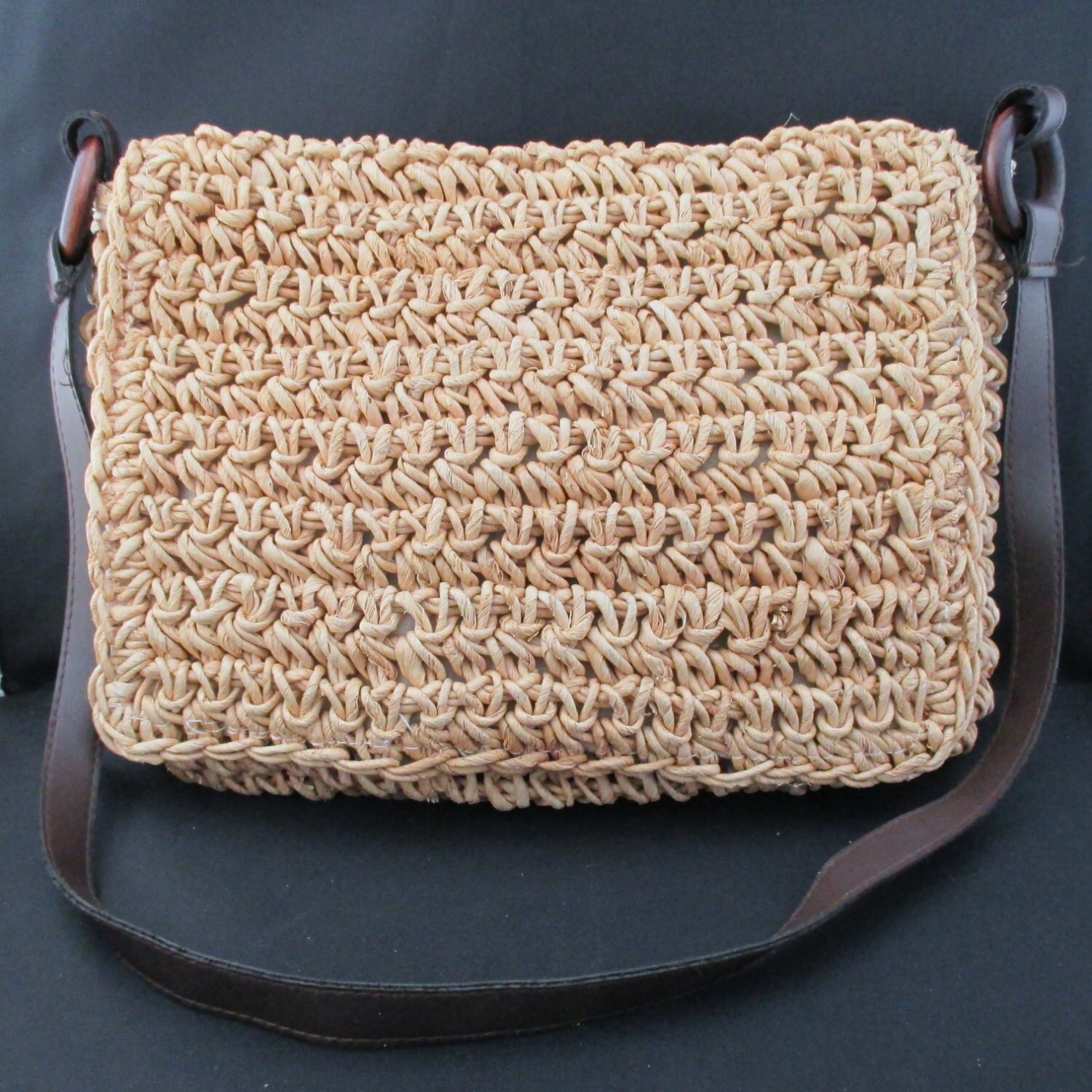 Vintage Natural Color Woven 100 Corn Husk Shoulder Bag