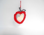 Red crochet heart, pure cotton crocheted heart, Valentine's gift, handmade crochet heart decoration, red door hanger READY TO SHIP