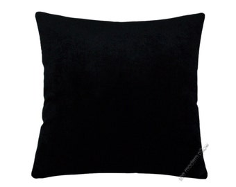 Black Velvet Solid Decorative Throw Pillow Cover / Pillow Case / Cushion Cover / 20x20" Square