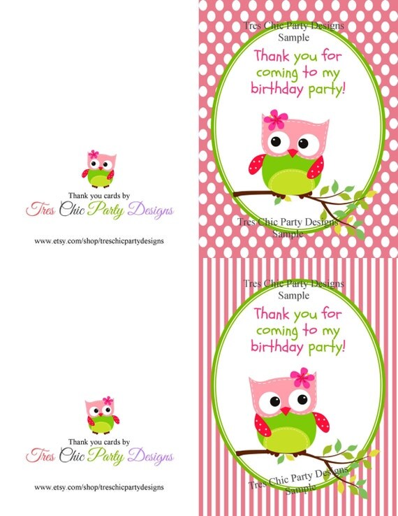 Owl thank you card, owl theme, thank you cards, PRINTABLE 