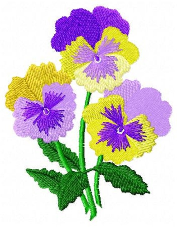 Pansy Flower Embroidery Design Instant Download