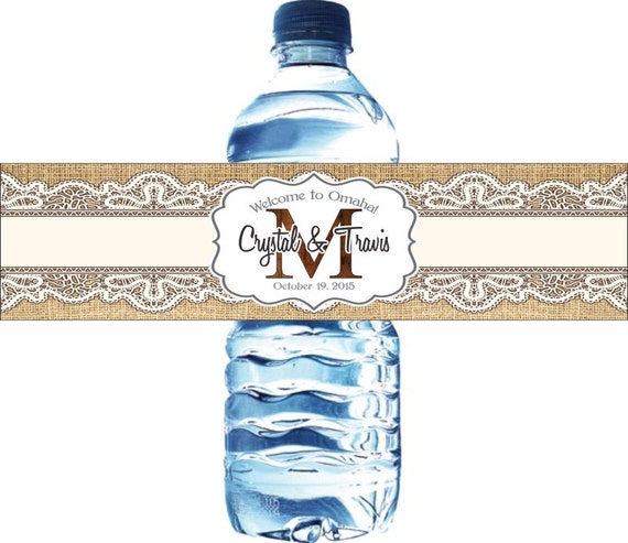 200 Wedding Water Bottle Labels - Wedding Water Labels - Custom Water Bottle Labels - Waterproof Water Bottle Labels - Rustic Wood and Lace Il_570xn