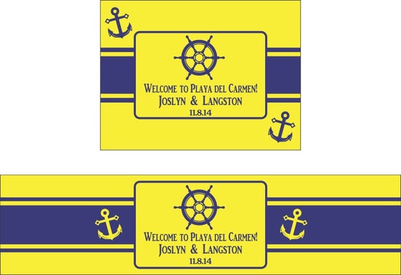 35 Nautical Wedding Favor Box / Welcome Box Labels Gable Wedding Box Set with 70 Water Bottle Labels Il_570xn