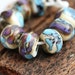 Glass Lampwork beads - Blue, Purple, Beige - handmade organic shaped SRA set, by MayaHoney