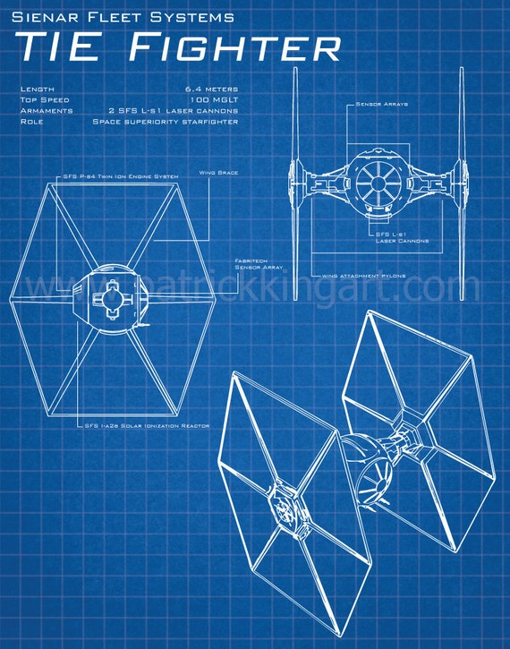 Star Wars TIE Fighter Schematic Art Print TIE Bomber TIE