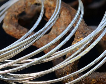 Ten Skinny Sterling Silver Bangles - 10 Skinny Stacking Bracelets - Sterling Silver Stackable Bangle Bracelets - Gift for Her