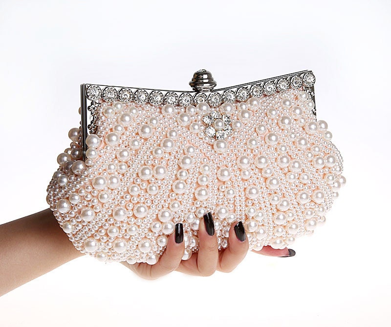 Pearl Bridal clutch silk wedding clutch evening by eSilkroad