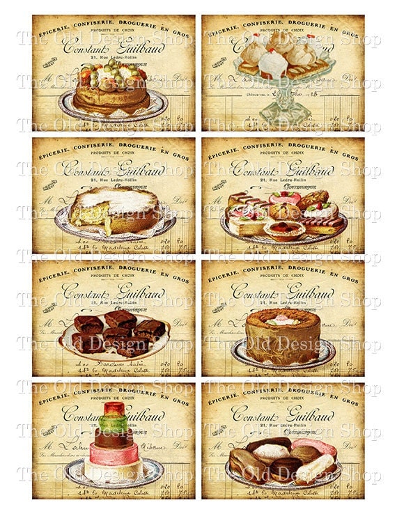 altered vintage baking atc food printable jpg digital collage