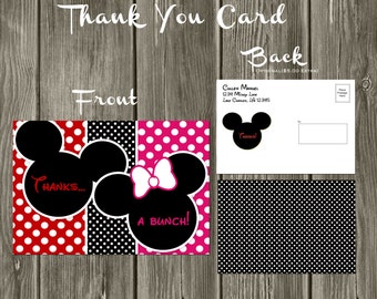 Mickey Mouse and Minnie Mouse Digital Birthday Thank You Card | Mickey Thank You Card | Minnie Thank You Card | Twin Thank You Card