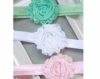 Babyhug Headbands with Flower Applique Free Size Pack of 3 - White Maroon & Pink