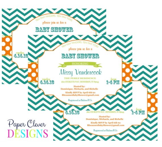 Baby shower invitations baby blue and gray by papercleverparty