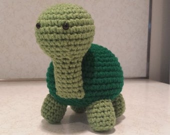 Turtle- Crochet Amigurumi Stuffed Animal Plush- Green