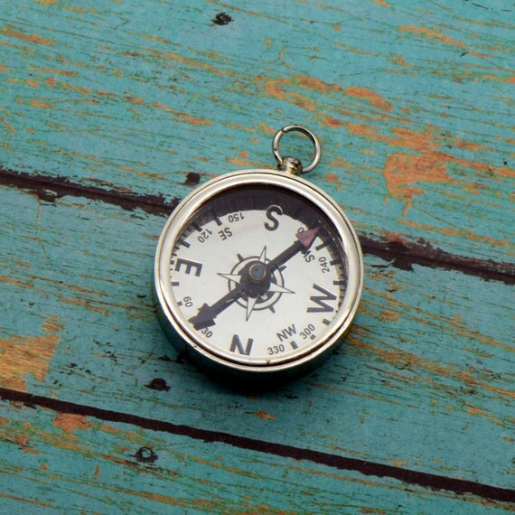 1 pc SILVER Compass Pendant Charm REALLY WORKS N nautical 35mm