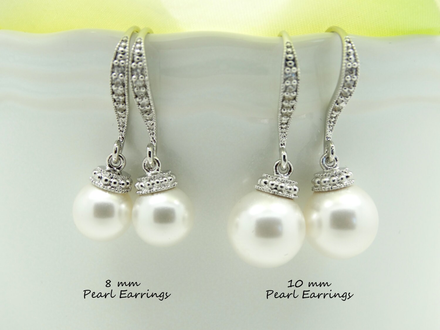 CREAM Pearl Earrings Cream Pearl Earrings Wedding Earrings