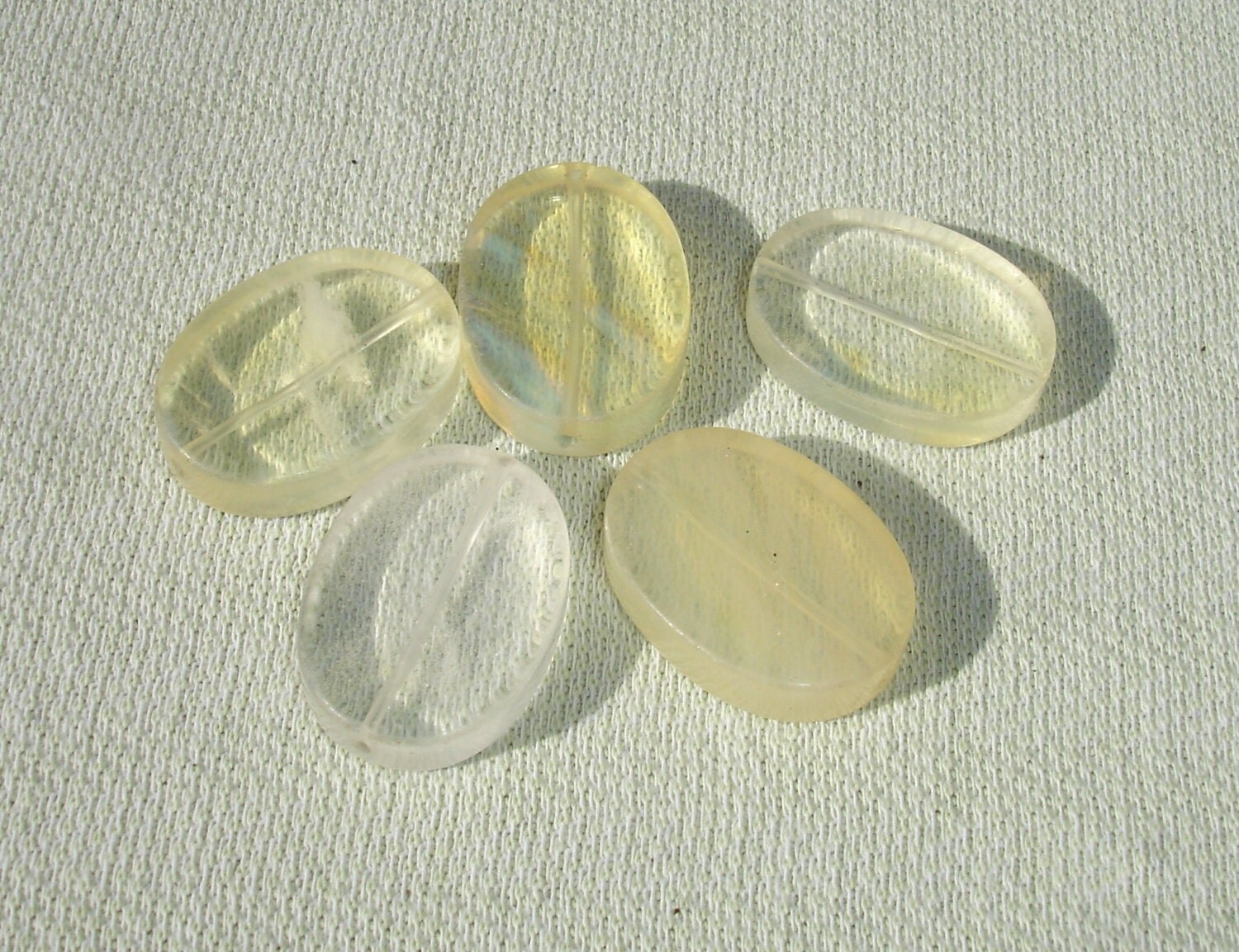 Extra Large Oval Vintage Glass Beads 5 pcs by HarmoneesCreations