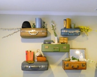 Vintage Suitcase Shelves / Suitcase Shelf Small / Display Shelving