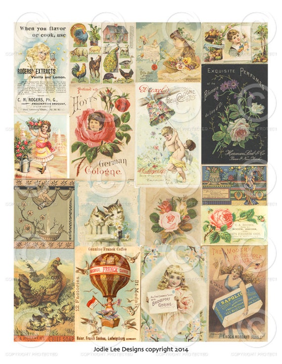 Printable Sheet Of Vintage Fairy And Flower Ephemera 1 Digital