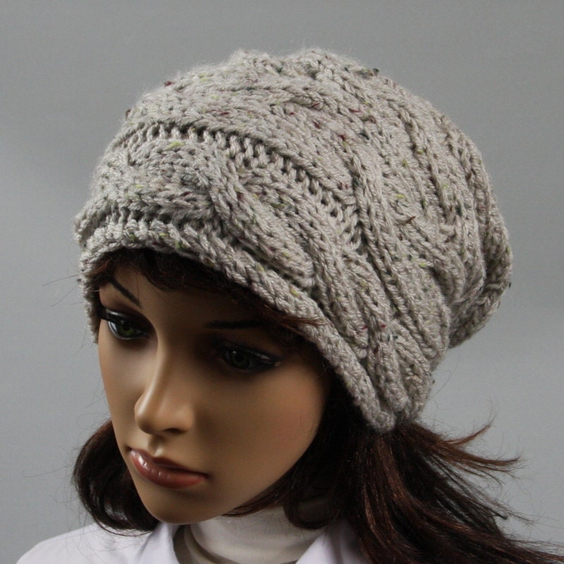 Hand knitted oversized slouchy beanie for women. A lovely