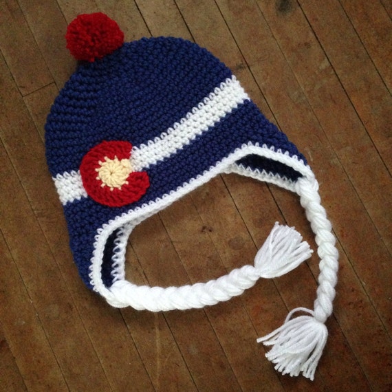 Items similar to Crochet Colorado Flag Earflap Hat on Etsy