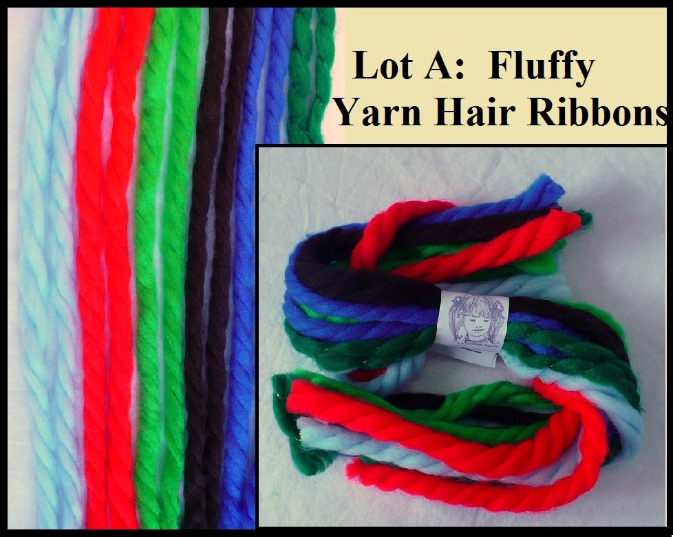 Back To School 6 Pair Yarn Hair Ribbon 70s Vintage by GetLuckyGals