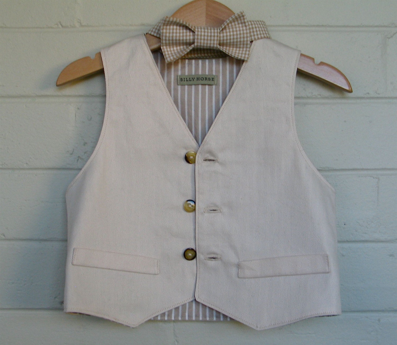 Baby toddler boys vest and bow tie beach wedding by SillyHorse