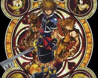 Cross Stitch Kit for Kingdom Hearts Keyblade Master and Friends Stained Glass