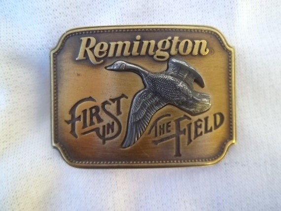 Vintage Remington Brass Belt Buckle by jclairep on Etsy