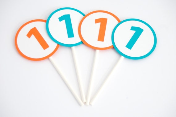 Set of 12 - Birthday Cupcake Toppers - Baby's 1st Birthday - Modern Cupcake Topper Il_570xn