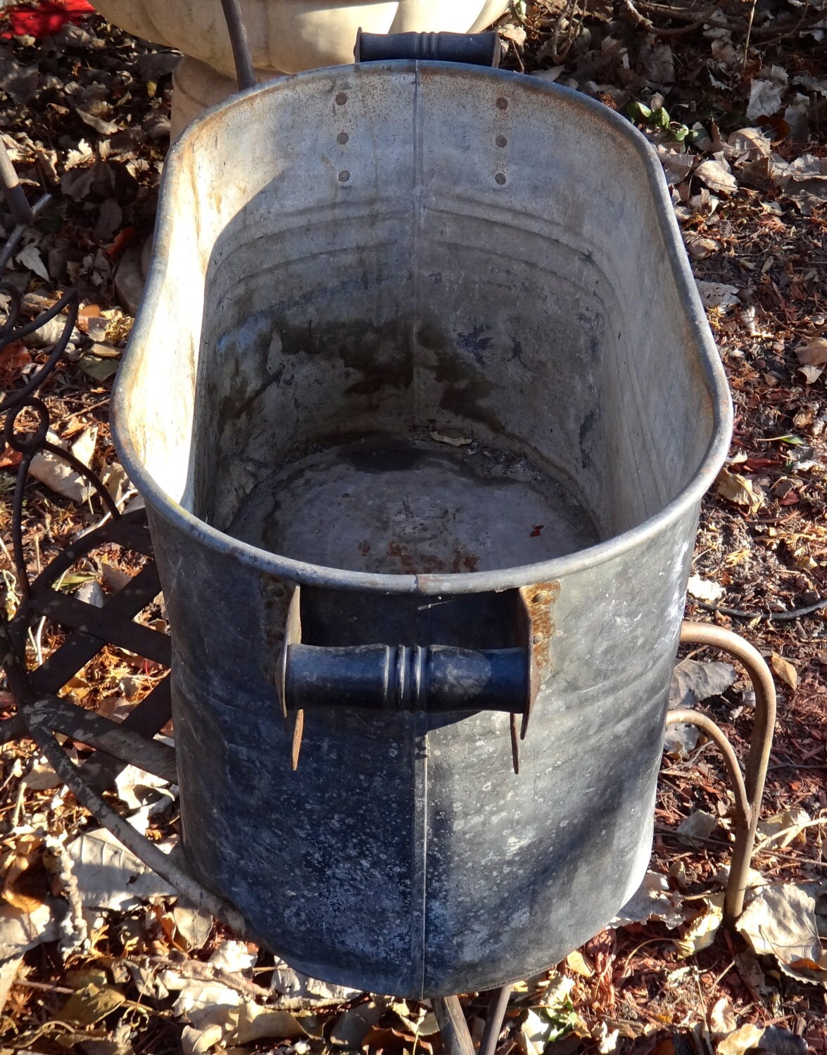Metal Oval Tub Vintage Metal Tub with Handles Firewood Bin