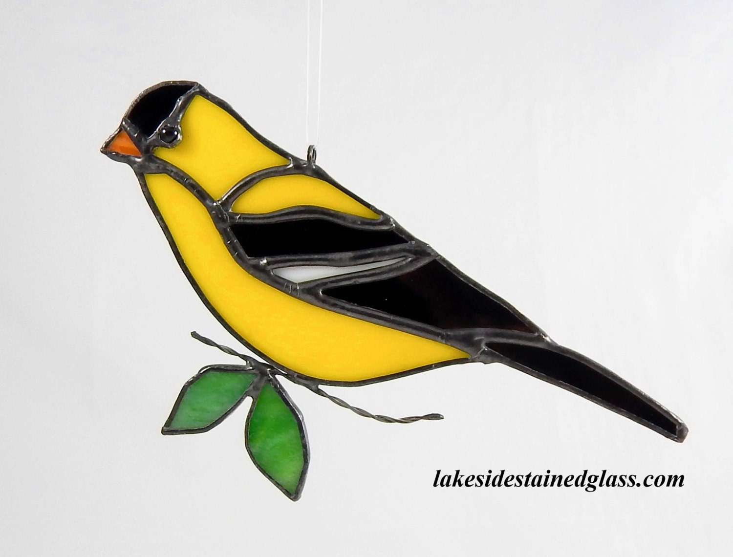 Stained Glass Goldfinch Ornament Bird Plant Stake