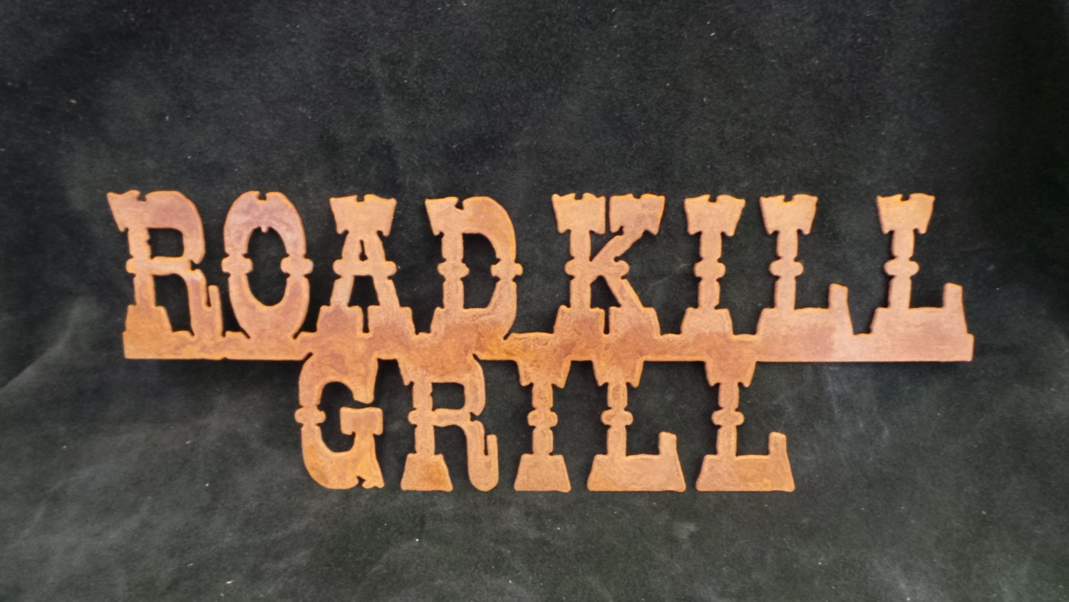 FREE SHIPPING Rusted Rustic Metal Road Kill Grill Sign