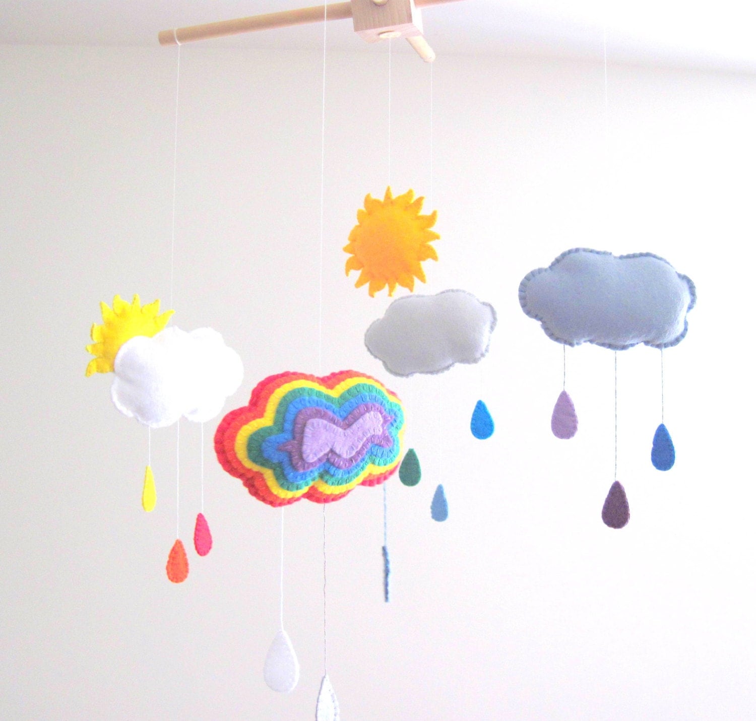 Rainbow Felt Mobile Wool Felt Baby Mobile for by GracesFavours