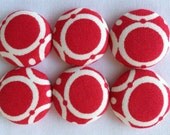 RED and WHITE magnet, kitchen button magnet, office fabric covered button magnet -- set of 6 Il_170x135