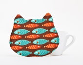 Fabric coaster for cups, Cat