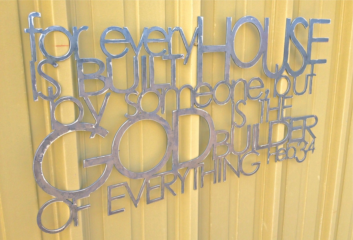 Metal Scripture Wall Hanging For every house is built by