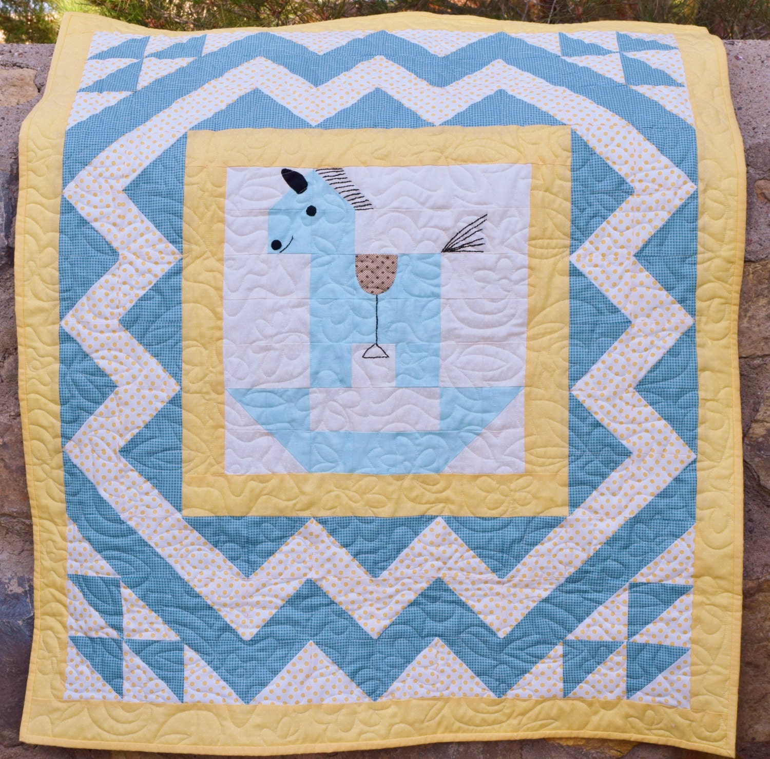 Handmade Rocking Horse baby quilt