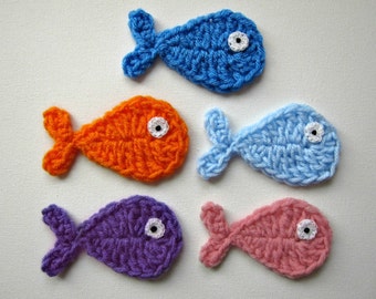 Items similar to Crocheted Fish Applique, light green, hand-made ...